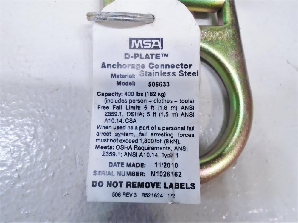 MSA Beam Grip 415172 with D-Plate SS Anchorage Connector 506633